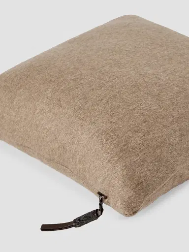 Brunello Cucinelli Double Cashmere Beaver Cloth Cushion with Shiny Zipper Pull - Brown | Thumbnail 3 Brunello Cucinelli Double Cashmere Beaver Cloth Cushion with Shiny Zipper Pull - Brown | Thumbnail 3
