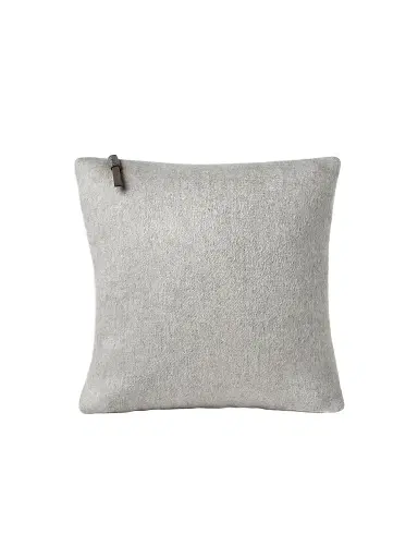 Brunello Cucinelli Double Cashmere Beaver Cloth Cushion with Shiny Zipper Pull - Light Grey | Thumbnail 1 Brunello Cucinelli Double Cashmere Beaver Cloth Cushion with Shiny Zipper Pull - Light Grey | Thumbnail 1