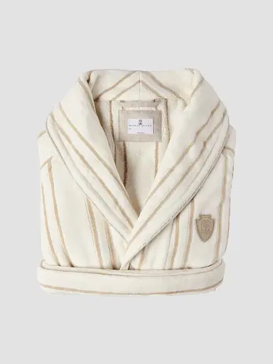 Brunello Cucinelli Women's Striped Cotton Terrycloth Bathrobe with Logo | Thumbnail 2 Brunello Cucinelli Women's Striped Cotton Terrycloth Bathrobe with Logo | Thumbnail 2