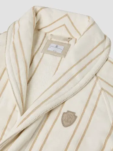 Brunello Cucinelli Women's Striped Cotton Terrycloth Bathrobe with Logo | Thumbnail 3 Brunello Cucinelli Women's Striped Cotton Terrycloth Bathrobe with Logo | Thumbnail 3