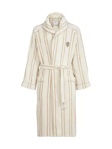 Brunello Cucinelli Women's Striped Cotton Terrycloth Bathrobe with Logo | Thumbnail 1 Brunello Cucinelli Women's Striped Cotton Terrycloth Bathrobe with Logo | Thumbnail 1