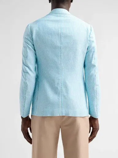 Isaia Men's Seersucker Cotton-Silk Jacket - Open White | Thumbnail 3 Isaia Men's Seersucker Cotton-Silk Jacket - Open White | Thumbnail 3
