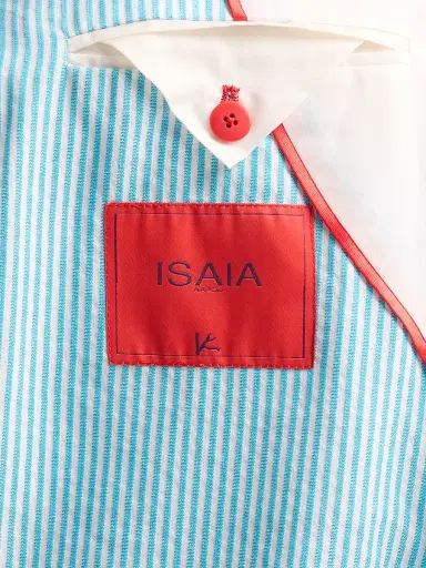 Isaia Men's Seersucker Cotton-Silk Jacket - Open White | Thumbnail 6 Isaia Men's Seersucker Cotton-Silk Jacket - Open White | Thumbnail 6