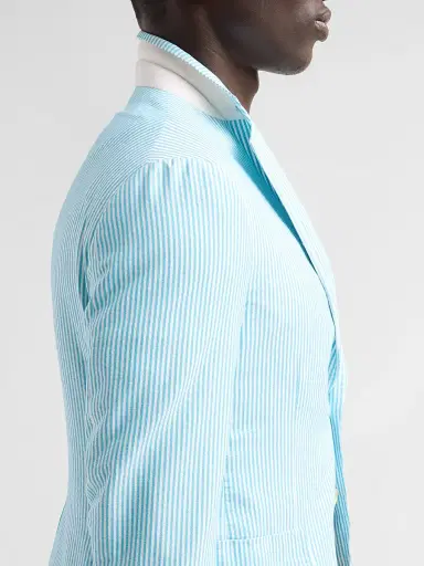 Isaia Men's Seersucker Cotton-Silk Jacket - Open White | Thumbnail 7 Isaia Men's Seersucker Cotton-Silk Jacket - Open White | Thumbnail 7