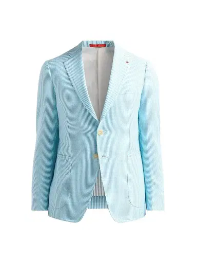 Isaia Men's Seersucker Cotton-Silk Jacket - Open White | Thumbnail 1 Isaia Men's Seersucker Cotton-Silk Jacket - Open White | Thumbnail 1