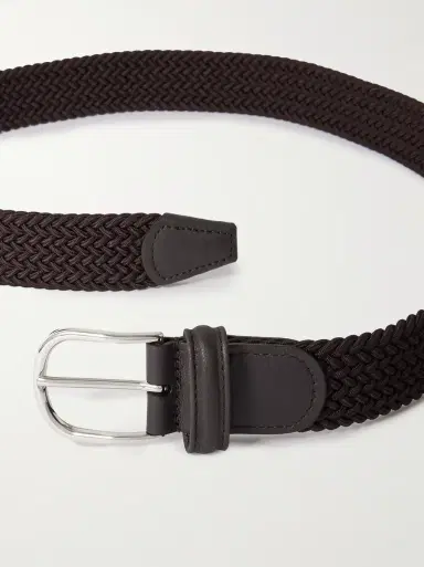 Anderson's 3.5cm Leather-Trimmed Woven Elastic Belt | Thumbnail 2 Anderson's 3.5cm Leather-Trimmed Woven Elastic Belt | Thumbnail 2