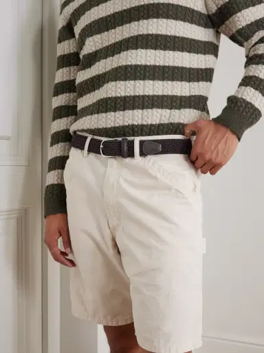 Anderson's 3.5cm Leather-Trimmed Woven Elastic Belt | Thumbnail 3 Anderson's 3.5cm Leather-Trimmed Woven Elastic Belt | Thumbnail 3