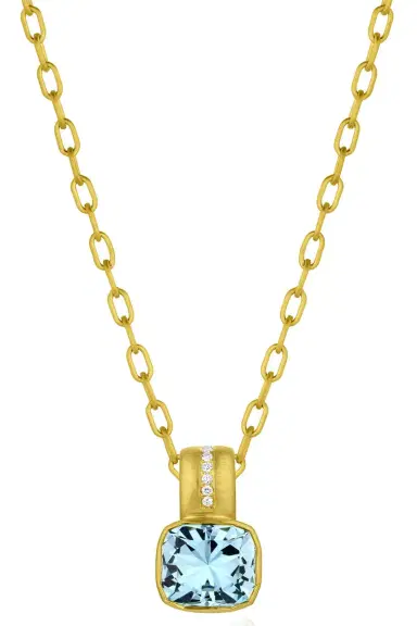 LEIGH MAXWELL Aquamarine Amani Bezel Set Necklace | Thumbnail 1 LEIGH MAXWELL Aquamarine Amani Bezel Set Necklace | Thumbnail 1
