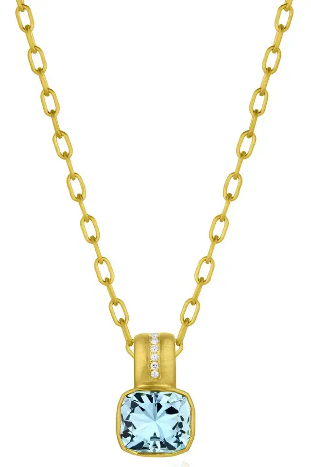 Aquamarine Amani Bezel Set Necklace Aquamarine Amani Bezel Set Necklace