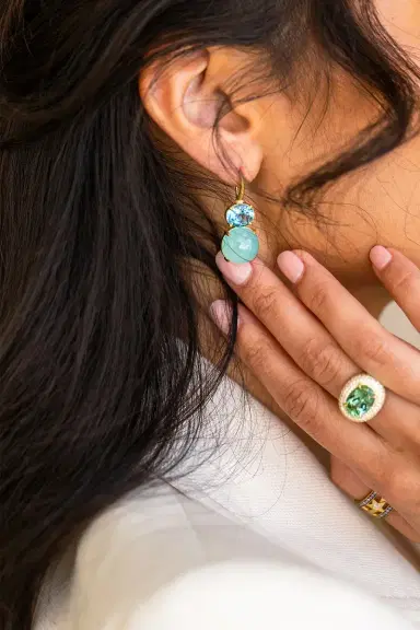 LEIGH MAXWELL Aquamarine Opal Double Bijou Earrings | Thumbnail 2 LEIGH MAXWELL Aquamarine Opal Double Bijou Earrings | Thumbnail 2