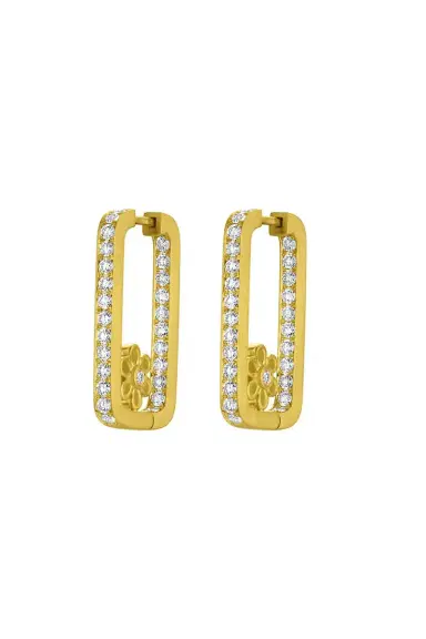 LEIGH MAXWELL Diamond Flower Rectangle Hoop Earrings | Thumbnail 1 LEIGH MAXWELL Diamond Flower Rectangle Hoop Earrings | Thumbnail 1