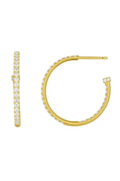 LEIGH MAXWELL Diamond Pavé Medium Hoop Earrings | Thumbnail 2 LEIGH MAXWELL Diamond Pavé Medium Hoop Earrings | Thumbnail 2