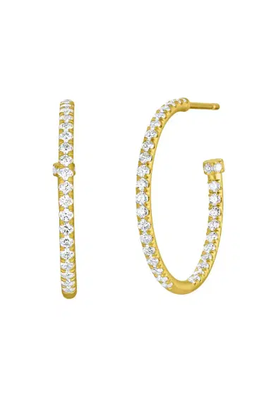 LEIGH MAXWELL Diamond Pavé Medium Hoop Earrings | Thumbnail 1 LEIGH MAXWELL Diamond Pavé Medium Hoop Earrings | Thumbnail 1