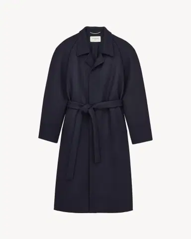 Saint Laurent Belted balmacaan in brushed wool gabardine | Thumbnail 3 Saint Laurent Belted balmacaan in brushed wool gabardine | Thumbnail 3