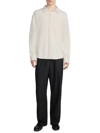 Frame Men's Waffle Textured Cotton Shirt - Warm Cream | Thumbnail 1 Frame Men's Waffle Textured Cotton Shirt - Warm Cream | Thumbnail 1