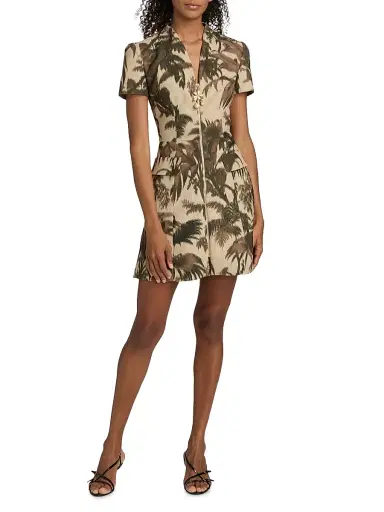 Oscar de la Renta Women's Palm-Print Cotton-Blend Cargo Shirtdress - Espresso | Thumbnail 2 Oscar de la Renta Women's Palm-Print Cotton-Blend Cargo Shirtdress - Espresso | Thumbnail 2