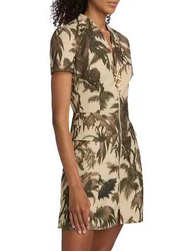 Oscar de la Renta Women's Palm-Print Cotton-Blend Cargo Shirtdress - Espresso | Thumbnail 4 Oscar de la Renta Women's Palm-Print Cotton-Blend Cargo Shirtdress - Espresso | Thumbnail 4