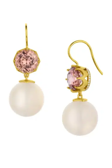 LEIGH MAXWELL Rose Ziron Moonstone Crown Earrings | Thumbnail 1 LEIGH MAXWELL Rose Ziron Moonstone Crown Earrings | Thumbnail 1