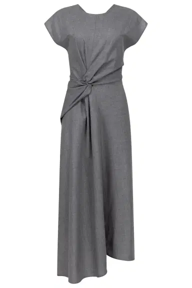 Victoria Beckham Aria Midi Dress - Light Grey | Thumbnail 1 Victoria Beckham Aria Midi Dress - Light Grey | Thumbnail 1