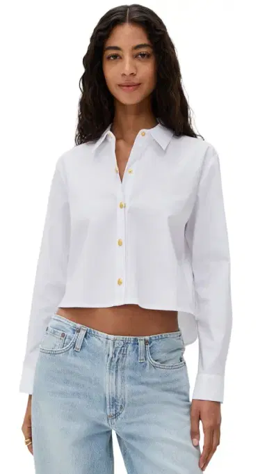 L'Agence Cosette Crop High Low Shirt | Thumbnail 1 L'Agence Cosette Crop High Low Shirt | Thumbnail 1