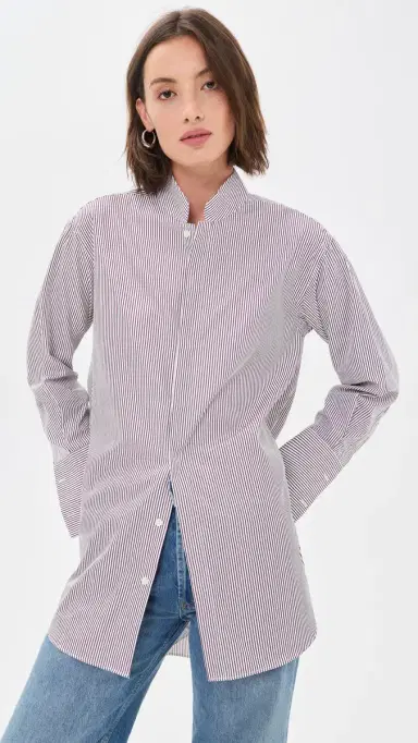Comme Si Mandarin Collar Button Down Shirt | Thumbnail 1 Comme Si Mandarin Collar Button Down Shirt | Thumbnail 1