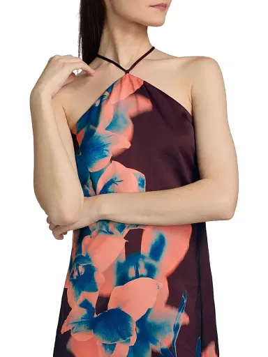 MISA Los Angeles Women's Avri Floral Tie Halterneck Minidress - Cerulean Orchid | Thumbnail 6 MISA Los Angeles Women's Avri Floral Tie Halterneck Minidress - Cerulean Orchid | Thumbnail 6