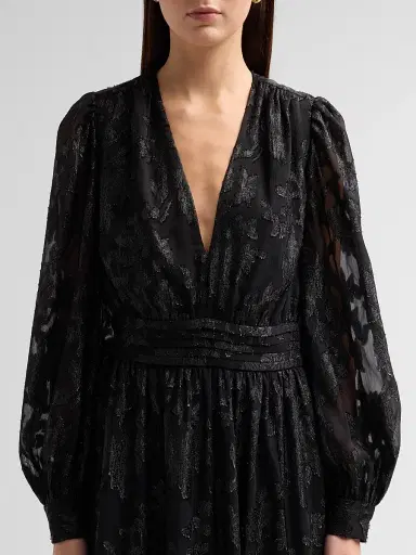 Ramy Brook Women's Rebecca Flocked Metallic Gown - Black Jacquard | Thumbnail 5 Ramy Brook Women's Rebecca Flocked Metallic Gown - Black Jacquard | Thumbnail 5