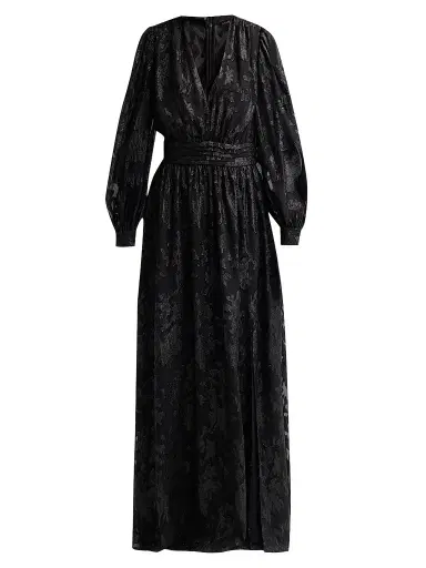 Ramy Brook Women's Rebecca Flocked Metallic Gown - Black Jacquard | Thumbnail 1 Ramy Brook Women's Rebecca Flocked Metallic Gown - Black Jacquard | Thumbnail 1