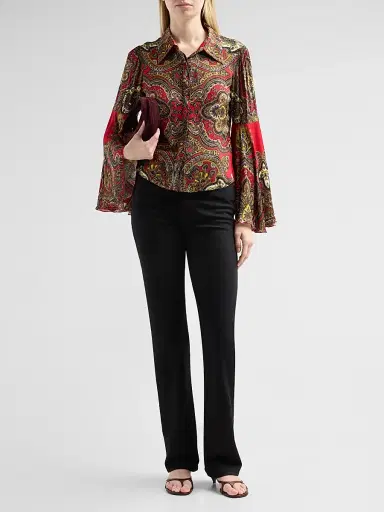 ALICE + OLIVIA Women's Willa Printed Bell-Sleeve Top - Bonvoyage Hibiscus Multi | Thumbnail 2 ALICE + OLIVIA Women's Willa Printed Bell-Sleeve Top - Bonvoyage Hibiscus Multi | Thumbnail 2