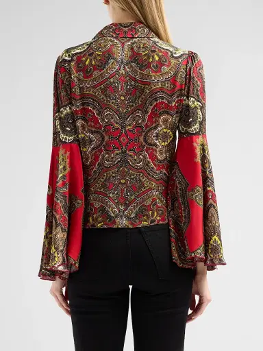 ALICE + OLIVIA Women's Willa Printed Bell-Sleeve Top - Bonvoyage Hibiscus Multi | Thumbnail 3 ALICE + OLIVIA Women's Willa Printed Bell-Sleeve Top - Bonvoyage Hibiscus Multi | Thumbnail 3