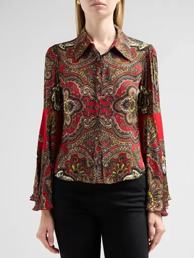ALICE + OLIVIA Women's Willa Printed Bell-Sleeve Top - Bonvoyage Hibiscus Multi | Thumbnail 5 ALICE + OLIVIA Women's Willa Printed Bell-Sleeve Top - Bonvoyage Hibiscus Multi | Thumbnail 5