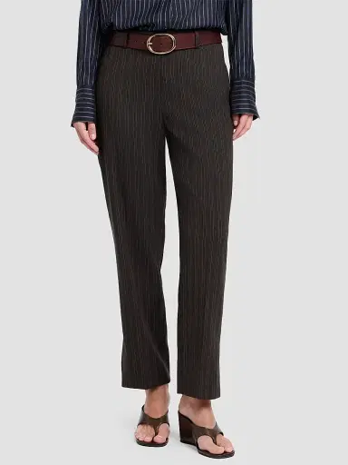 TWP Women's Roberts Pinstriped Wool-Blend Straight-Leg Pants - Dark Chocolate | Thumbnail 4 TWP Women's Roberts Pinstriped Wool-Blend Straight-Leg Pants - Dark Chocolate | Thumbnail 4