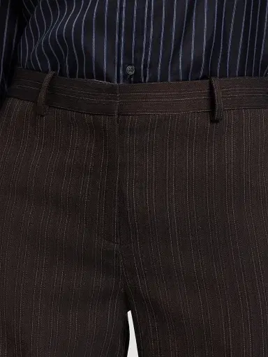 TWP Women's Roberts Pinstriped Wool-Blend Straight-Leg Pants - Dark Chocolate | Thumbnail 6 TWP Women's Roberts Pinstriped Wool-Blend Straight-Leg Pants - Dark Chocolate | Thumbnail 6