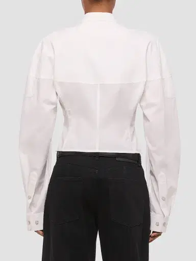 Helmut Lang Women's Cotton Poplin Saddle Shirt - White | Thumbnail 3 Helmut Lang Women's Cotton Poplin Saddle Shirt - White | Thumbnail 3