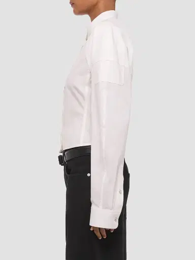 Helmut Lang Women's Cotton Poplin Saddle Shirt - White | Thumbnail 6 Helmut Lang Women's Cotton Poplin Saddle Shirt - White | Thumbnail 6