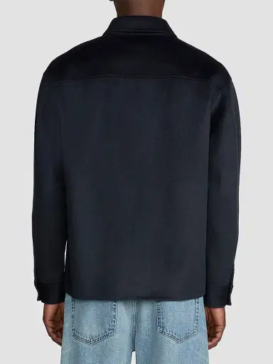 Frame Men's Double Face Wool Zip-Front Shirt Jacket - Dark Navy | Thumbnail 2 Frame Men's Double Face Wool Zip-Front Shirt Jacket - Dark Navy | Thumbnail 2