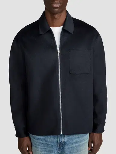 Frame Men's Double Face Wool Zip-Front Shirt Jacket - Dark Navy | Thumbnail 3 Frame Men's Double Face Wool Zip-Front Shirt Jacket - Dark Navy | Thumbnail 3