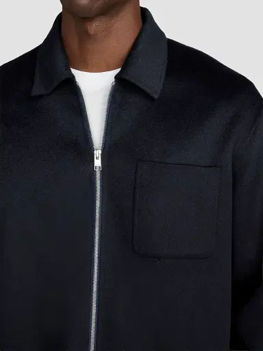 Frame Men's Double Face Wool Zip-Front Shirt Jacket - Dark Navy | Thumbnail 4 Frame Men's Double Face Wool Zip-Front Shirt Jacket - Dark Navy | Thumbnail 4