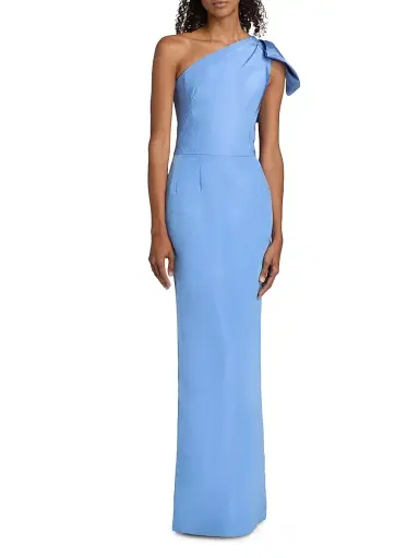 Oscar de la Renta Women's Silk One-Shoulder Bow-Accented Column Gown - Twilight | Thumbnail 3 Oscar de la Renta Women's Silk One-Shoulder Bow-Accented Column Gown - Twilight | Thumbnail 3