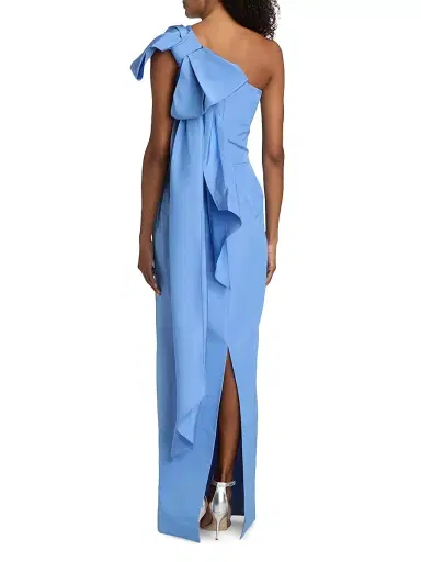 Oscar de la Renta Women's Silk One-Shoulder Bow-Accented Column Gown - Twilight | Thumbnail 5 Oscar de la Renta Women's Silk One-Shoulder Bow-Accented Column Gown - Twilight | Thumbnail 5