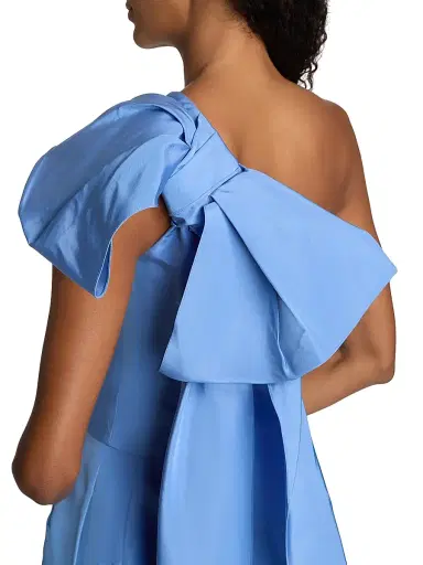 Oscar de la Renta Women's Silk One-Shoulder Bow-Accented Column Gown - Twilight | Thumbnail 6 Oscar de la Renta Women's Silk One-Shoulder Bow-Accented Column Gown - Twilight | Thumbnail 6