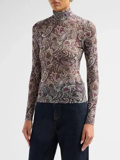 Ronny Kobo Women's Lorden Paisley Mesh Top - Purple Multi | Thumbnail 4 Ronny Kobo Women's Lorden Paisley Mesh Top - Purple Multi | Thumbnail 4
