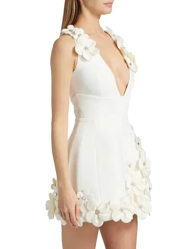 Bronx and Banco Women's Estelle Crystal-Embellished Floral-Appliquéd Minidress - White | Thumbnail 4 Bronx and Banco Women's Estelle Crystal-Embellished Floral-Appliquéd Minidress - White | Thumbnail 4