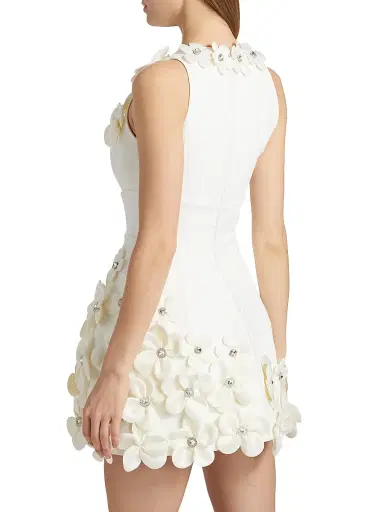 Bronx and Banco Women's Estelle Crystal-Embellished Floral-Appliquéd Minidress - White | Thumbnail 5 Bronx and Banco Women's Estelle Crystal-Embellished Floral-Appliquéd Minidress - White | Thumbnail 5