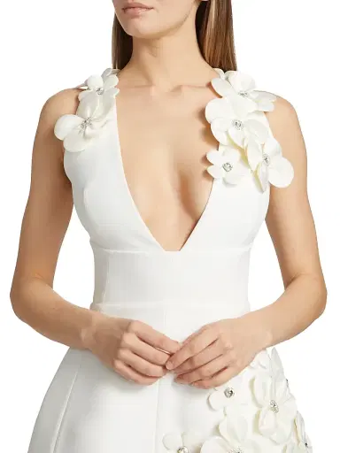 Bronx and Banco Women's Estelle Crystal-Embellished Floral-Appliquéd Minidress - White | Thumbnail 6 Bronx and Banco Women's Estelle Crystal-Embellished Floral-Appliquéd Minidress - White | Thumbnail 6