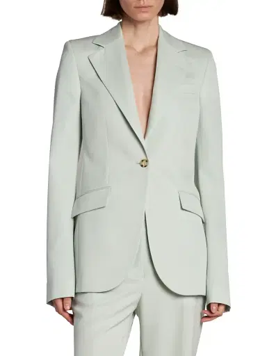 Stella McCartney Women's Flannel Slim One-Button Blazer - Frosty Blue | Thumbnail 3 Stella McCartney Women's Flannel Slim One-Button Blazer - Frosty Blue | Thumbnail 3