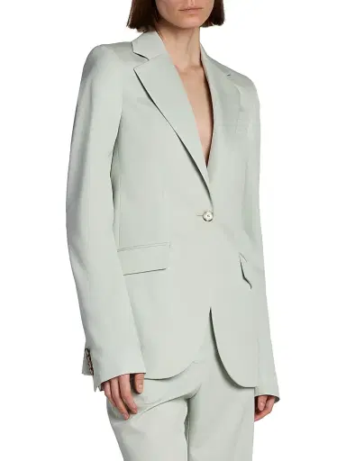 Stella McCartney Women's Flannel Slim One-Button Blazer - Frosty Blue | Thumbnail 4 Stella McCartney Women's Flannel Slim One-Button Blazer - Frosty Blue | Thumbnail 4