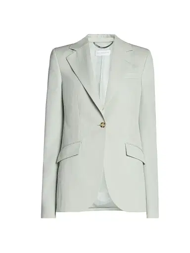 Stella McCartney Women's Flannel Slim One-Button Blazer - Frosty Blue | Thumbnail 1 Stella McCartney Women's Flannel Slim One-Button Blazer - Frosty Blue | Thumbnail 1