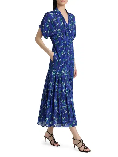 Saloni Women's Riya Floral Satin Midi-Shirtdress - Primrose | Thumbnail 2 Saloni Women's Riya Floral Satin Midi-Shirtdress - Primrose | Thumbnail 2