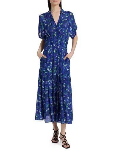 Saloni Women's Riya Floral Satin Midi-Shirtdress - Primrose | Thumbnail 3 Saloni Women's Riya Floral Satin Midi-Shirtdress - Primrose | Thumbnail 3